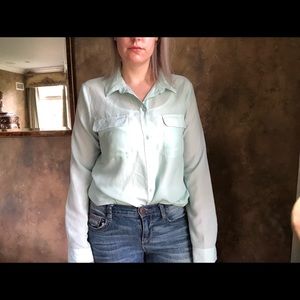 Old Navy Sheer Mint Button Down Shirt